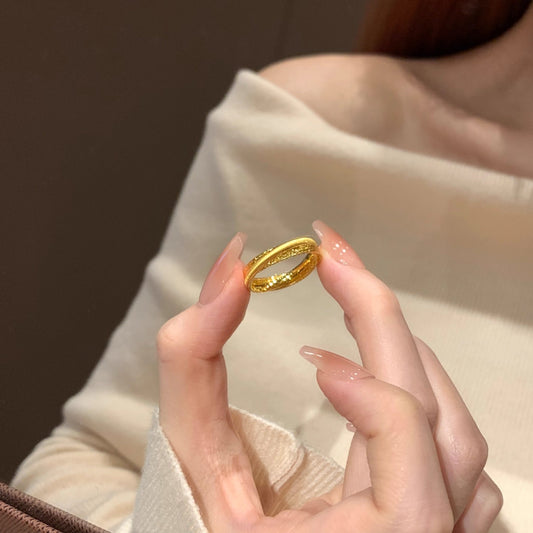 Sparkling Double Band Cross Ring