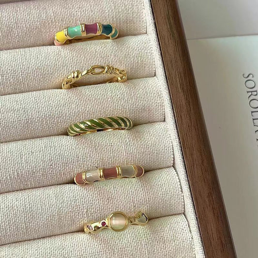 Rainbow Enamel Statement Ring