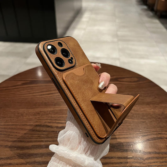 Leather Card Holder Stand iPhone Case