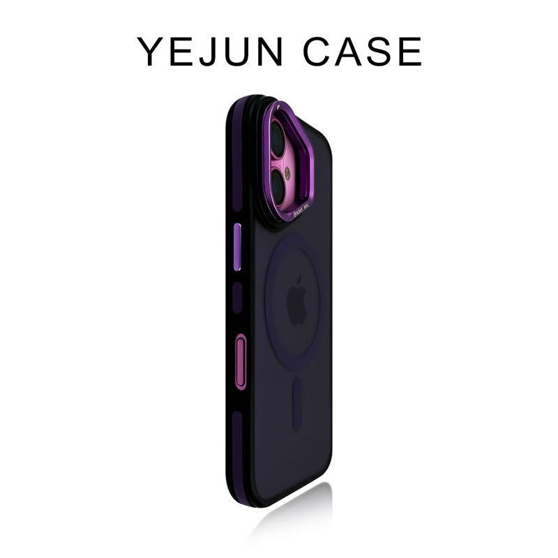 Purple Accent Lens Stand Magnetic iPhone Case