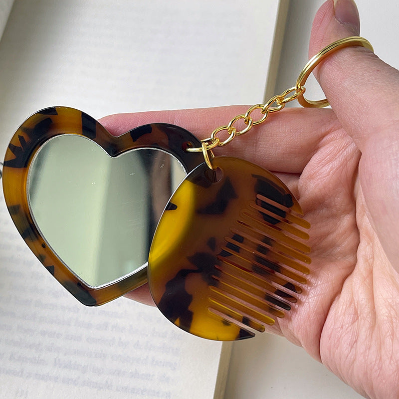 Heart Mirror & Comb Keychain