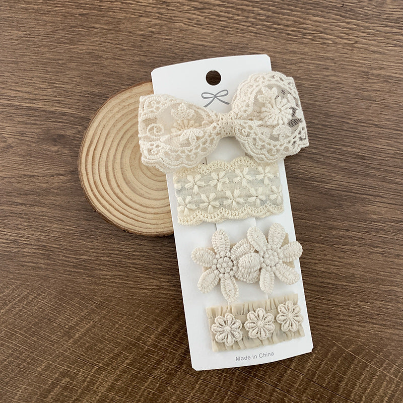 Milk Tea Lace Baby Hair Clip Set