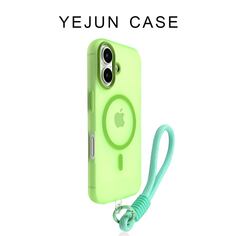 Color Block Magnetic Jelly iPhone Case with Wrist Strap