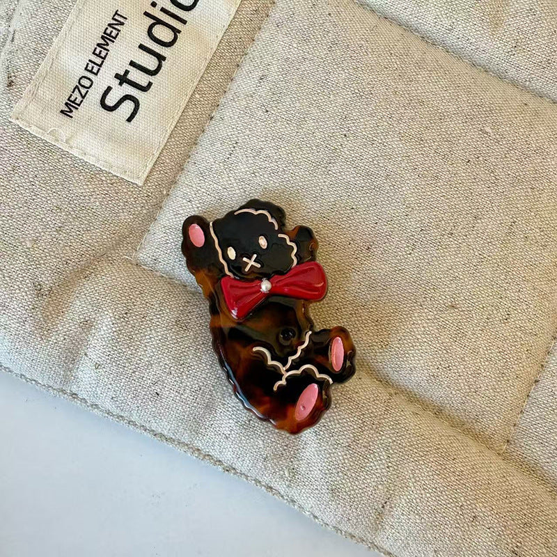 Cute Bear Acetate Coffee Hair Clip