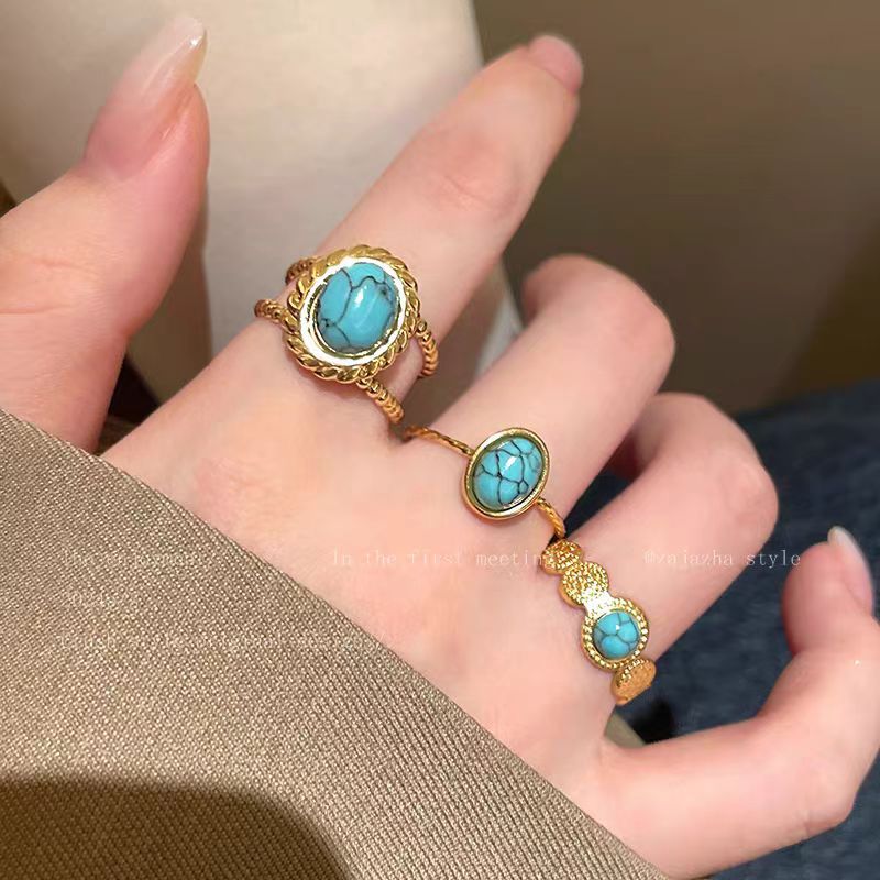 Gold Turquoise Open Ring