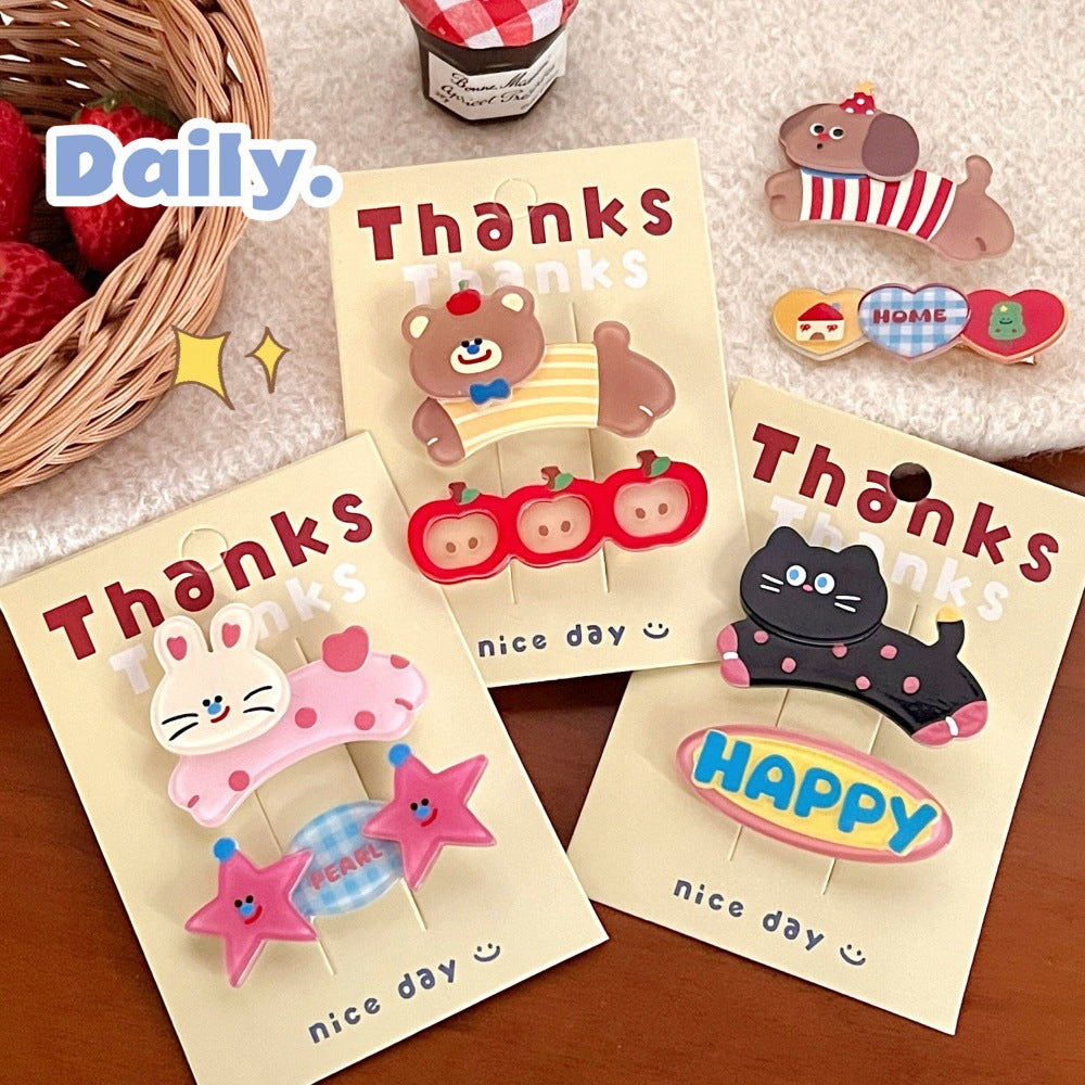 Cute Cartoon Pet Hair Clip Set