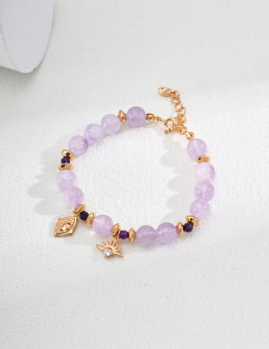 S925 Silver Elegant Amethyst and Crystal Zircon Bracelet - Sophisticated Silver Bracelet featuring Amethyst Stones and Sparkling Crystal Zircon for a Timeless, Elegant Look