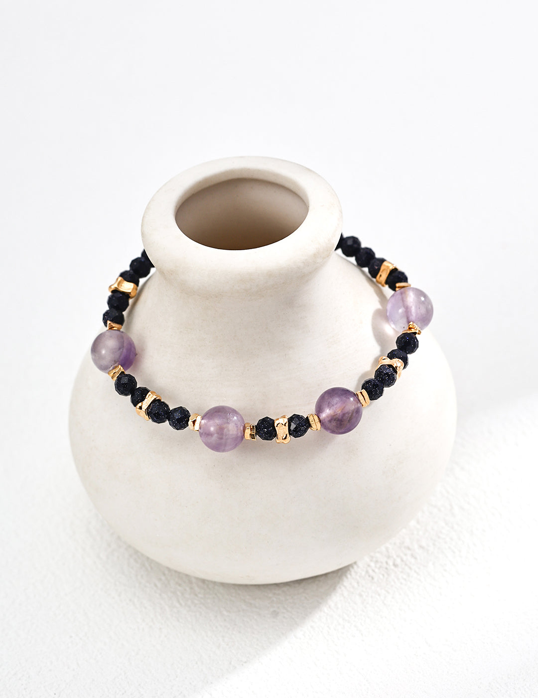 S925 silver bracelet featuring natural lavender amethyst and blue sandstone gemstones, handcrafted for emotional balance, spiritual clarity, and calming energy — ideal for crystal healing lovers and elegant daily wear