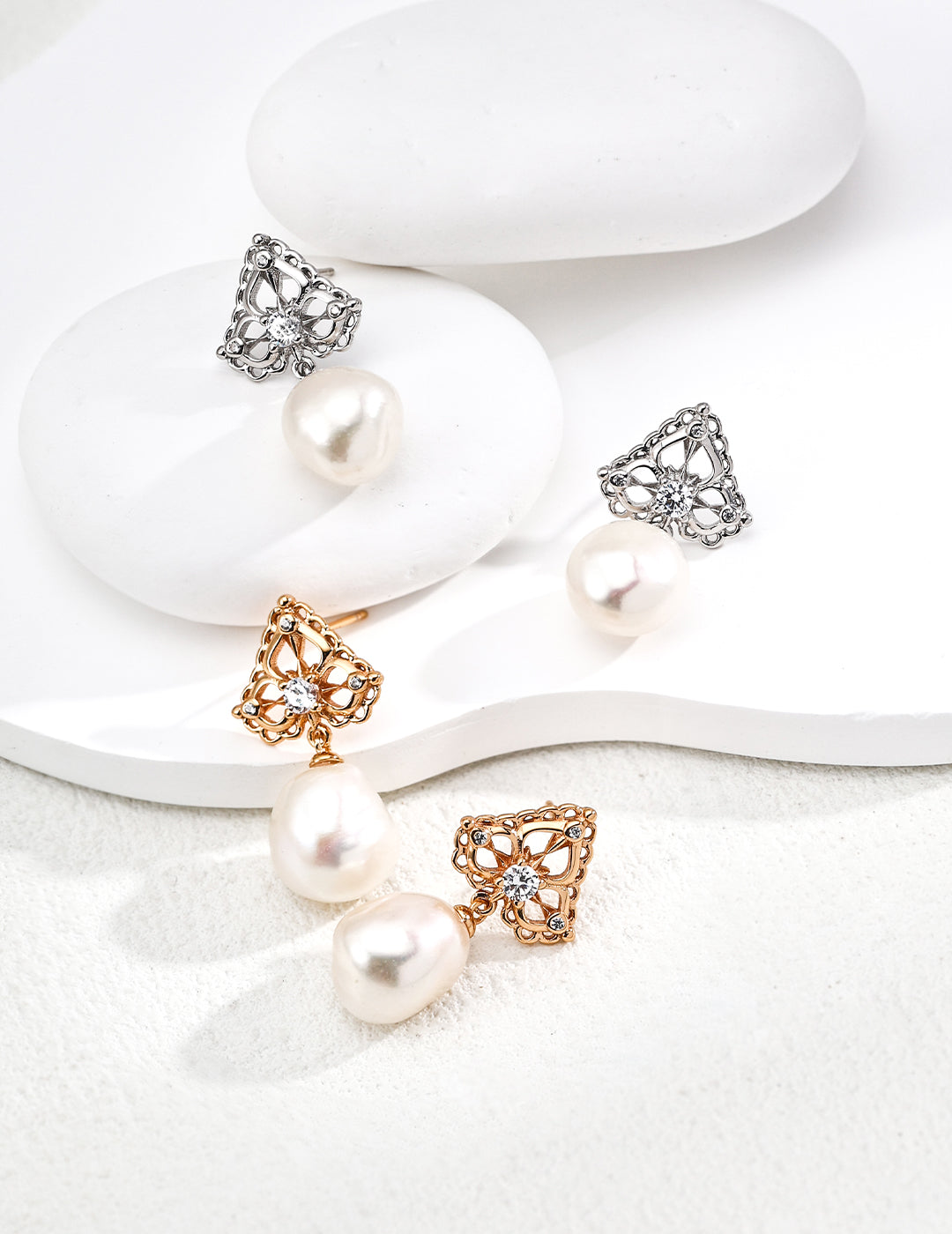 S925 Silver Natural Pearl and Zircon Stud Earrings - Elegant Silver Stud Earrings with Natural Pearls and Zircon Stones for a Classic, Timeless Look