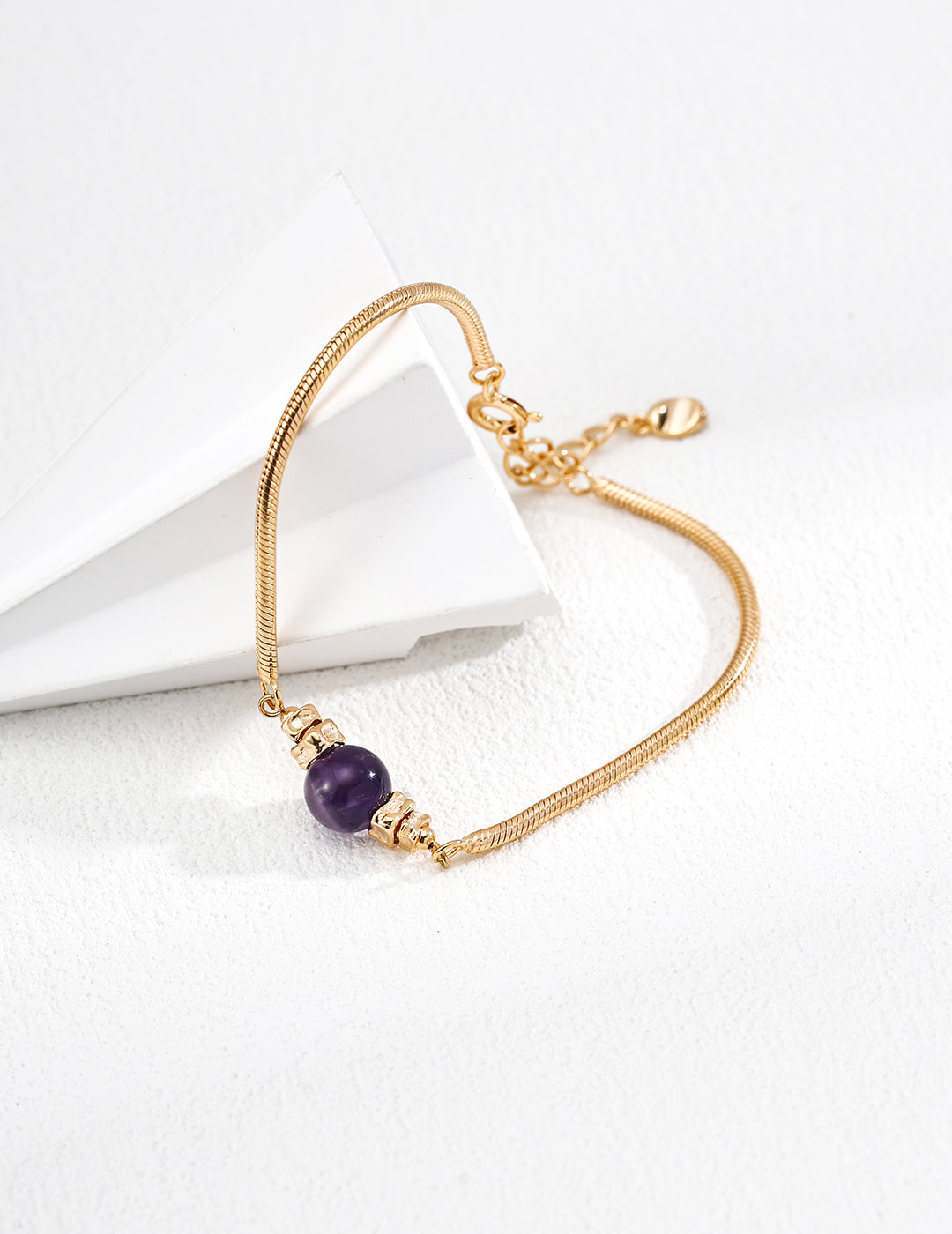 Fine jewelry handmade silver bracelet with genuine amethyst, dainty hypoallergenic design for women