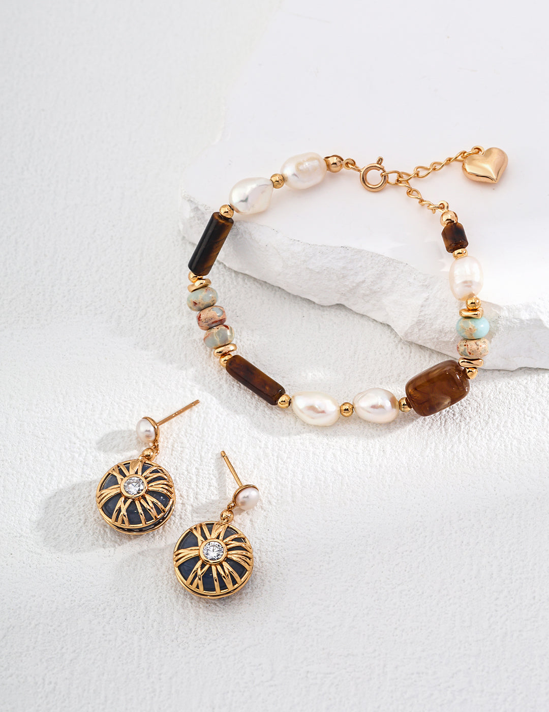 Trendy tiger eye pearl bracelet, bohemian chic gemstone jewelry, everyday wear accessory for women