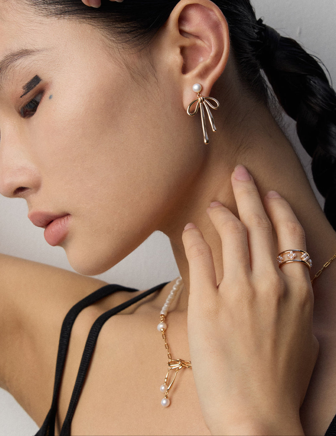 Sterling silver hoop earrings with natural pearls, chic everyday accessory