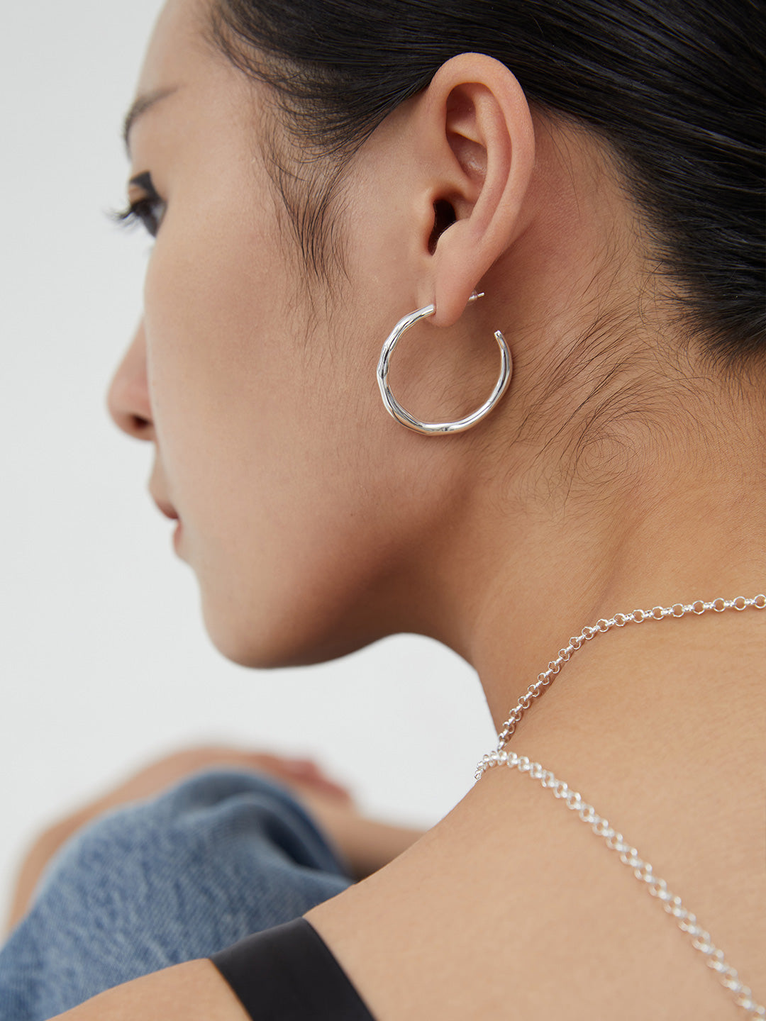 Handcrafted sterling silver classic design earrings, modern fashion jewelry