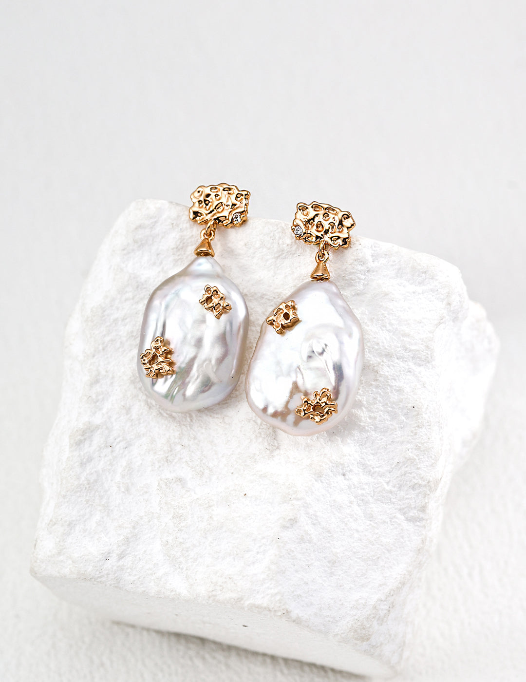 Vintage-inspired baroque pearl CZ dangle earrings, elegant retro jewelry
