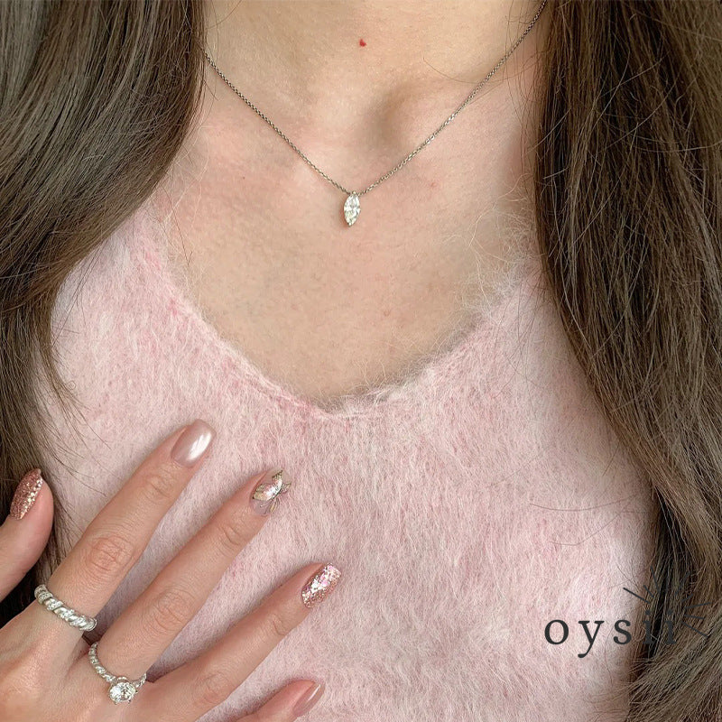 Aurora Gleam — S925 Silver Marquise Zircon Necklace