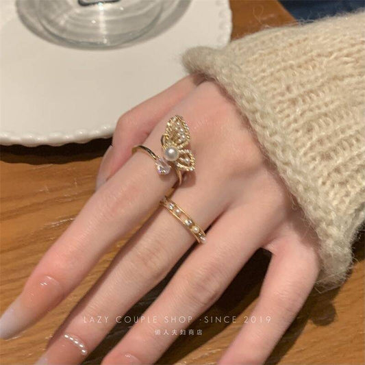 Pearl & Butterfly Ring Set