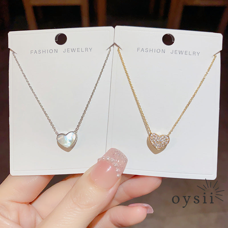 Heart of Tides — Double-Sided Micro Zircon Shell Necklace