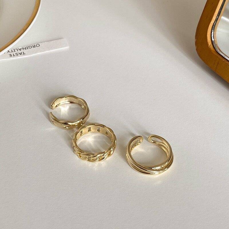 Gold Textured Ring Set of 3