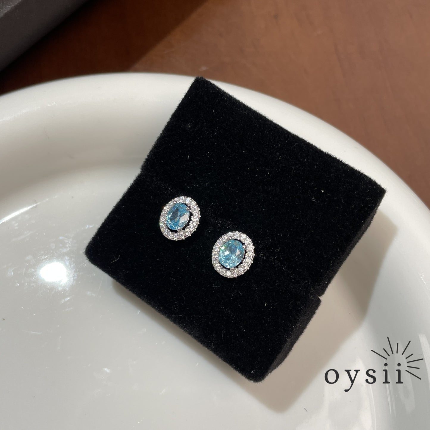Ocean Whispers — S925 Silver Petite Blue Zircon Earrings