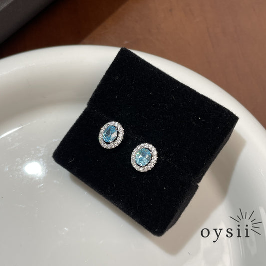 Ocean Whispers — S925 Silver Petite Blue Zircon Earrings