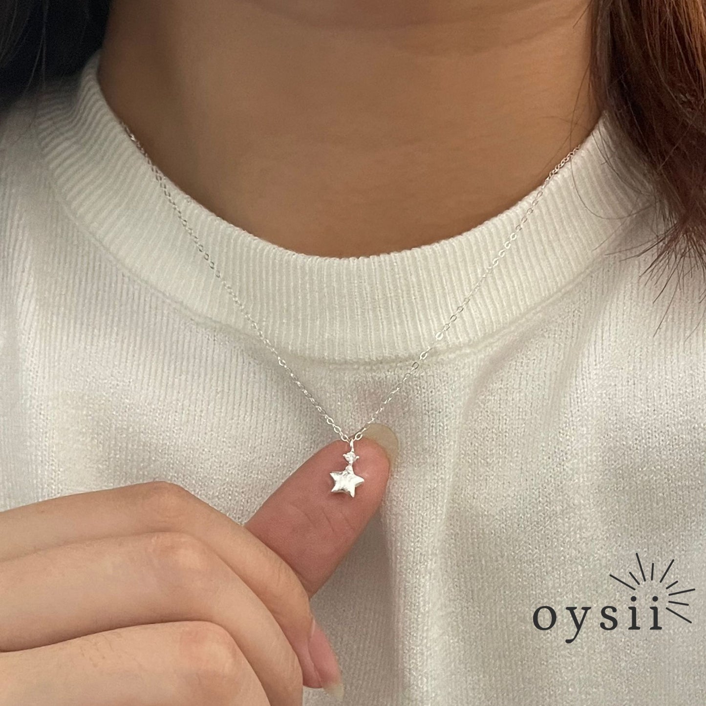 Starlit Poem — S925 Silver Brushed Star Necklace