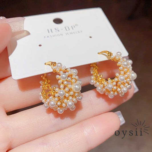 Pearl Sonata — 18K Gold Plated Flower Basket Earrings