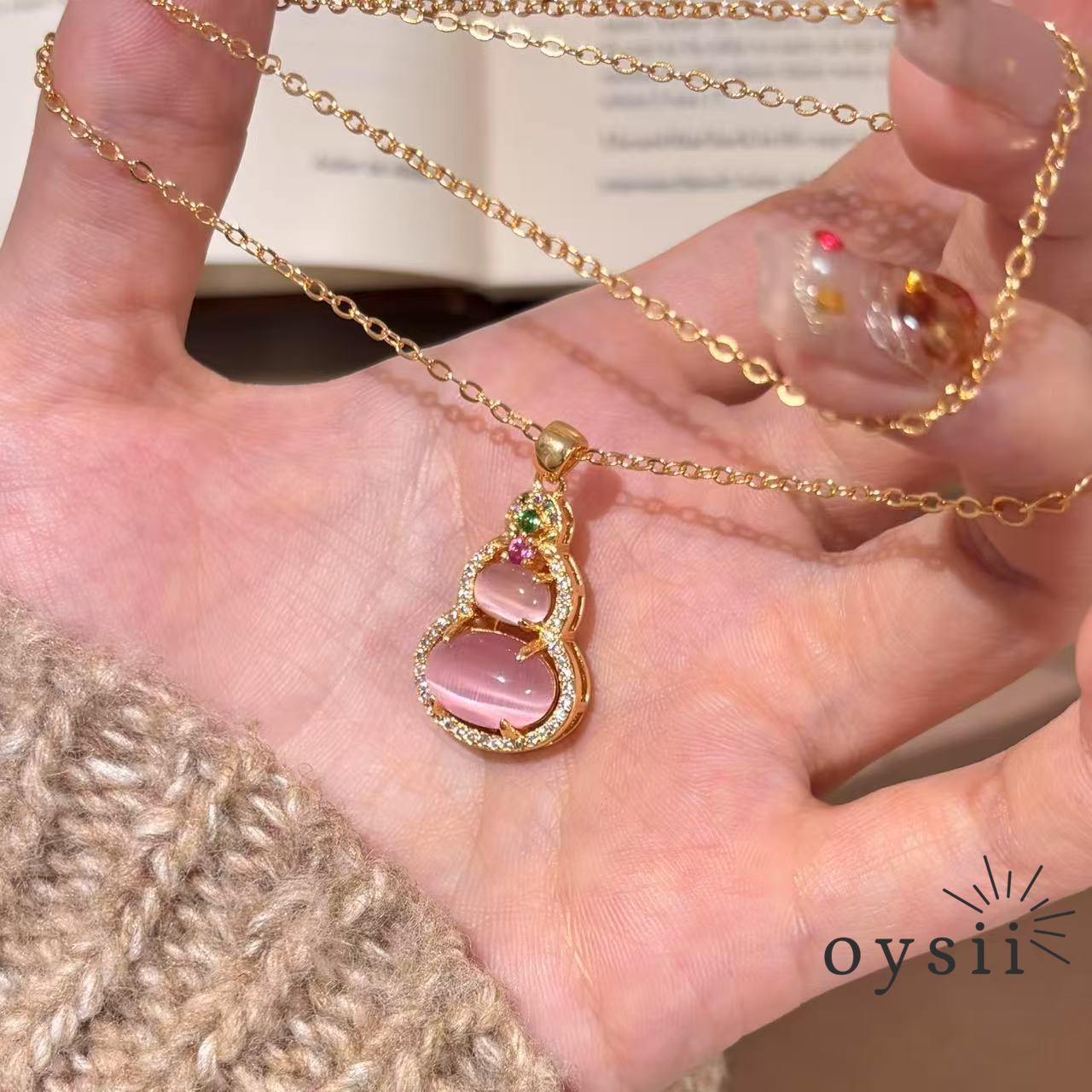 Rosé Gourd — Vintage Chalcedony Necklace