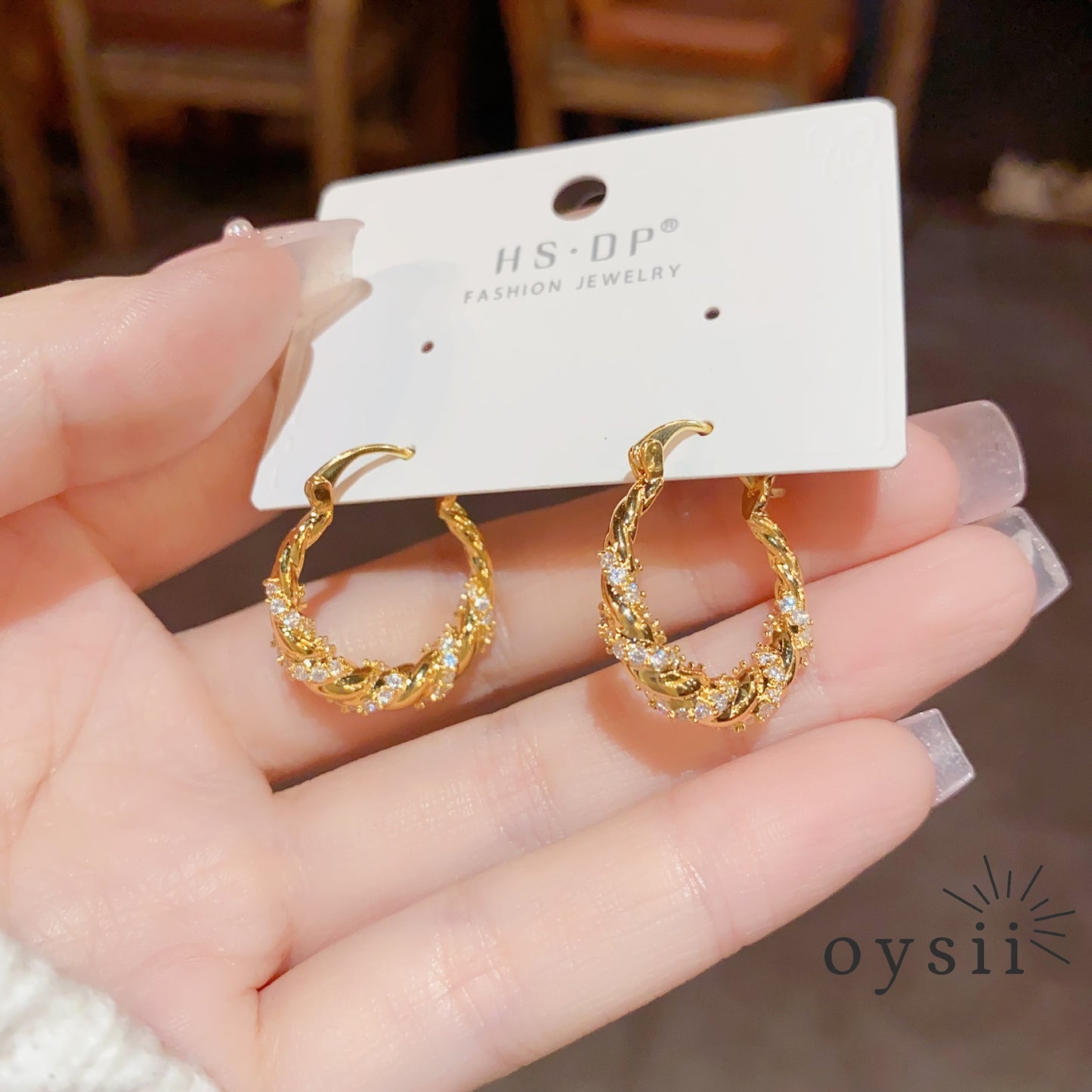 Twist Elegance — Zircon Braided Hoop Earrings