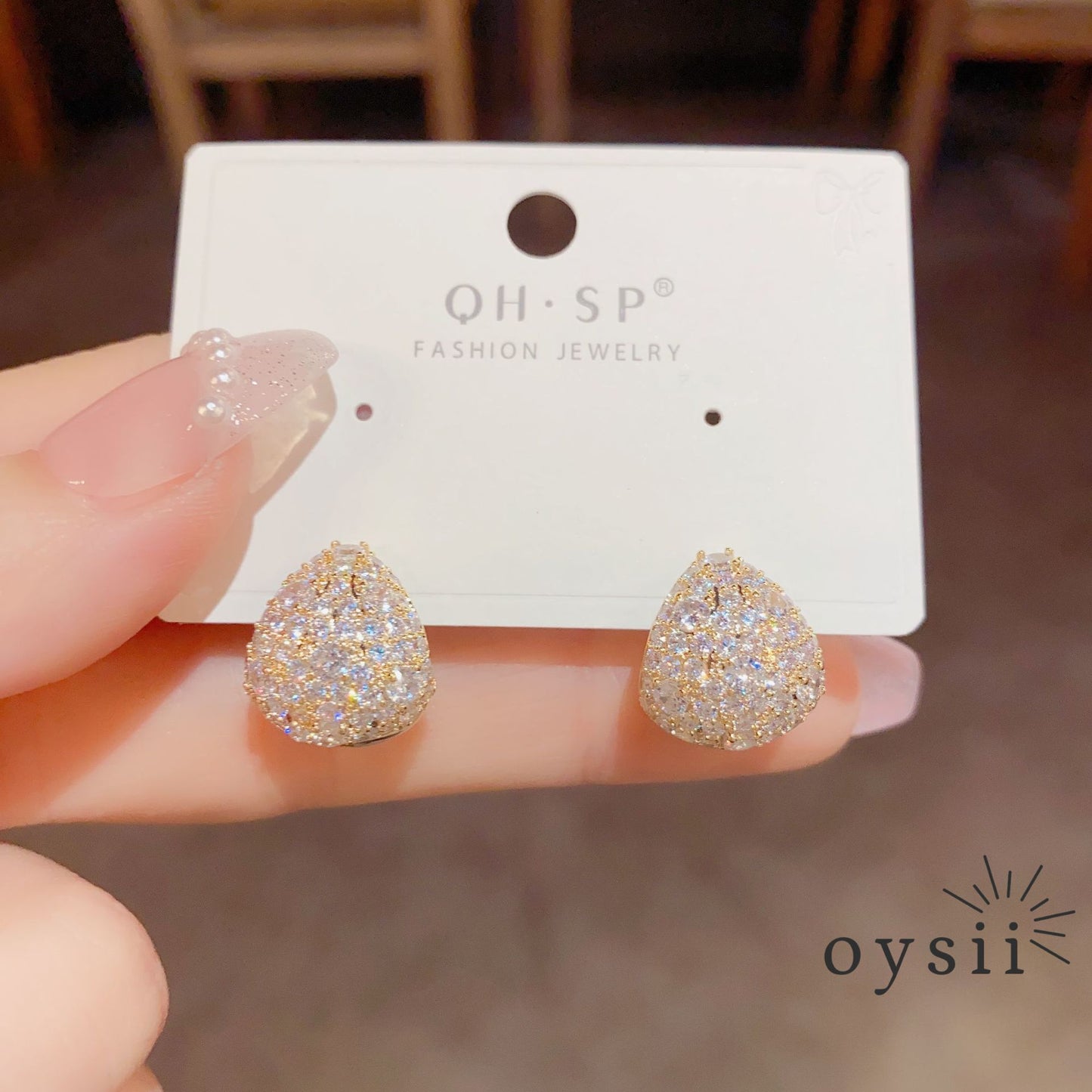 Silver Dew — Sparkling Zircon Teardrop Stud Earrings