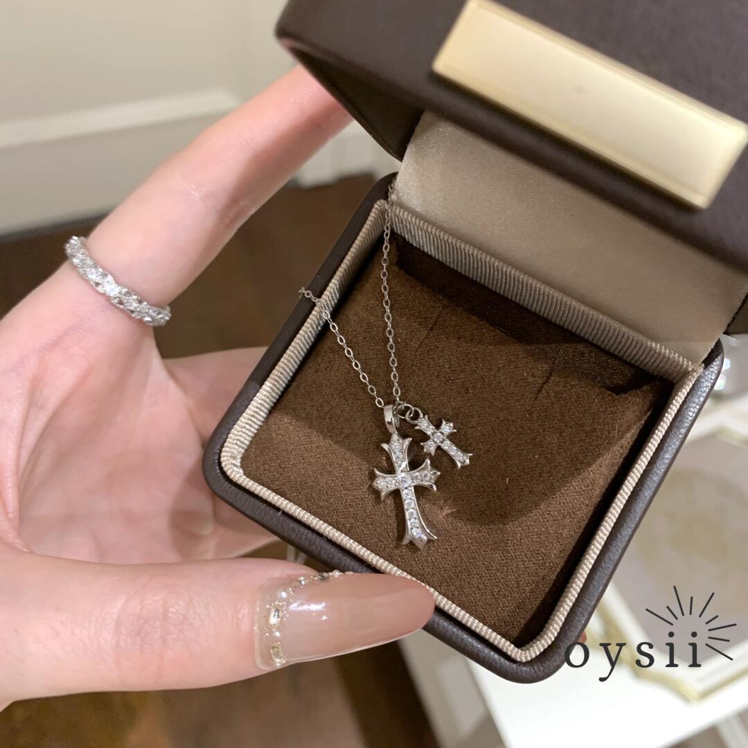 Eternal Faith – S925 Silver Double Cross Zircon Necklace