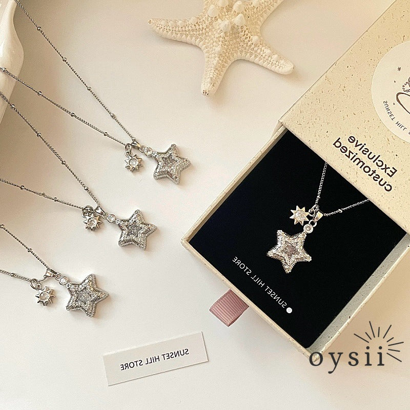 Star Whisper – Star & Pearl Pendant Necklace & Earrings Set