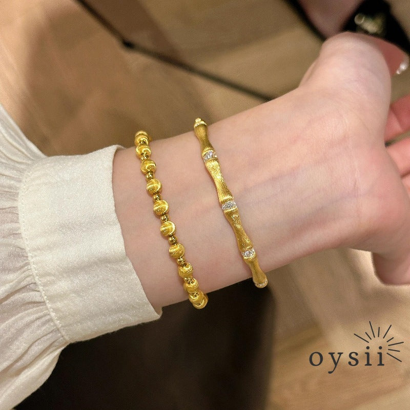 Bamboo Serenity — Brushed Two-Tone Gold & Silver Bangle