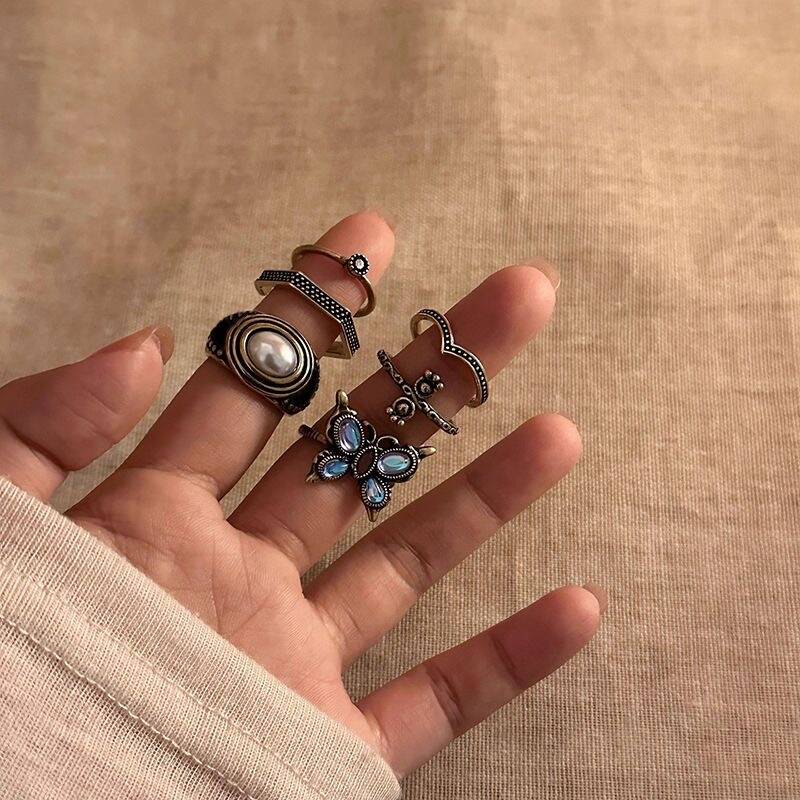 Vintage Butterfly Ring Set of 7