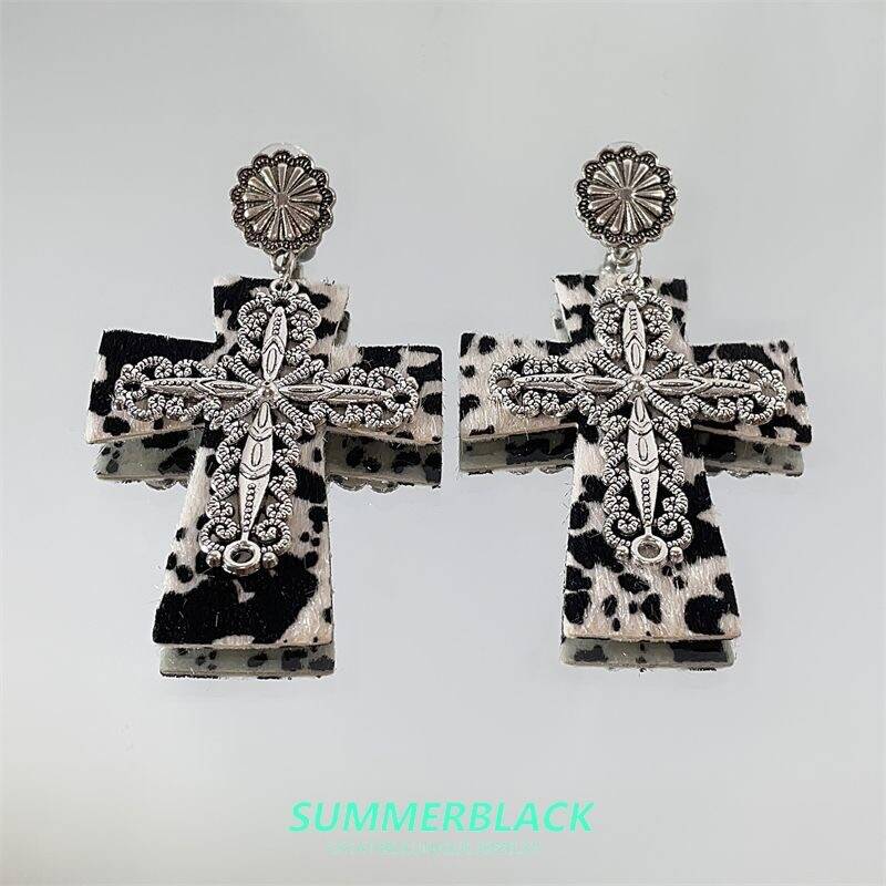 Black & White Cross Stud Earrings