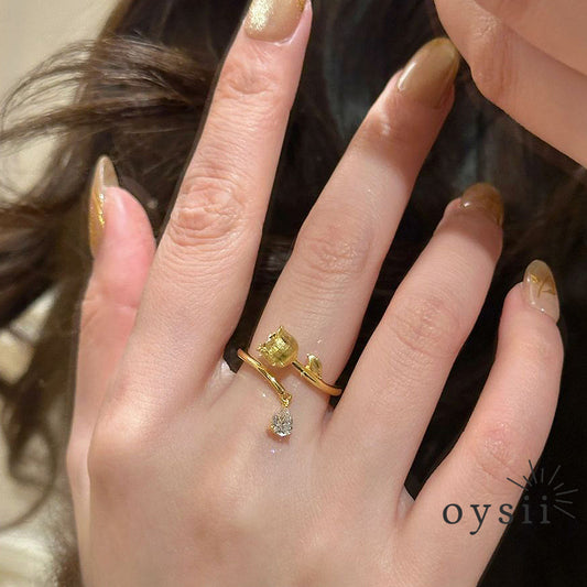 Lily Whisper – Matte Gold Lily of the Valley Ring