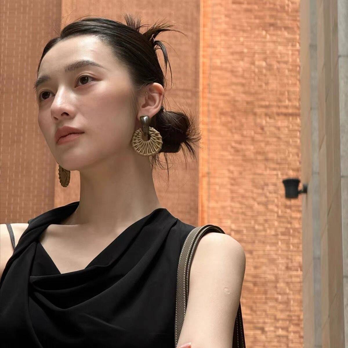 Woven Bamboo Stud Earrings