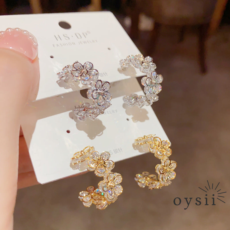 Blossom Glow — Micro Pavé Zircon Hoop Earrings