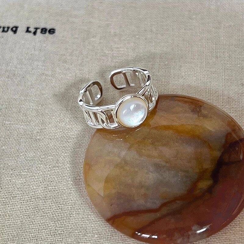 Vintage Mother of Pearl & Tiger Eye Ring Set