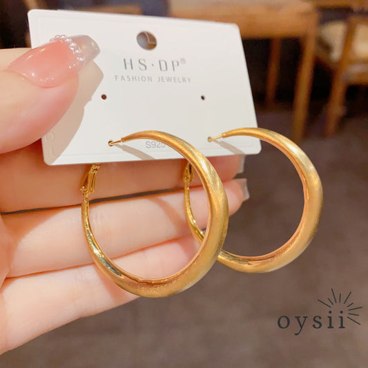 Eclipse Loop — Brushed Metal Hoop Earrings