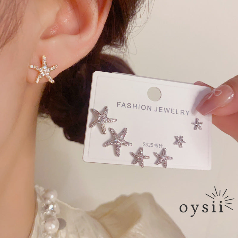 Ocean Whisper — Starfish Trio Stud Earrings Set