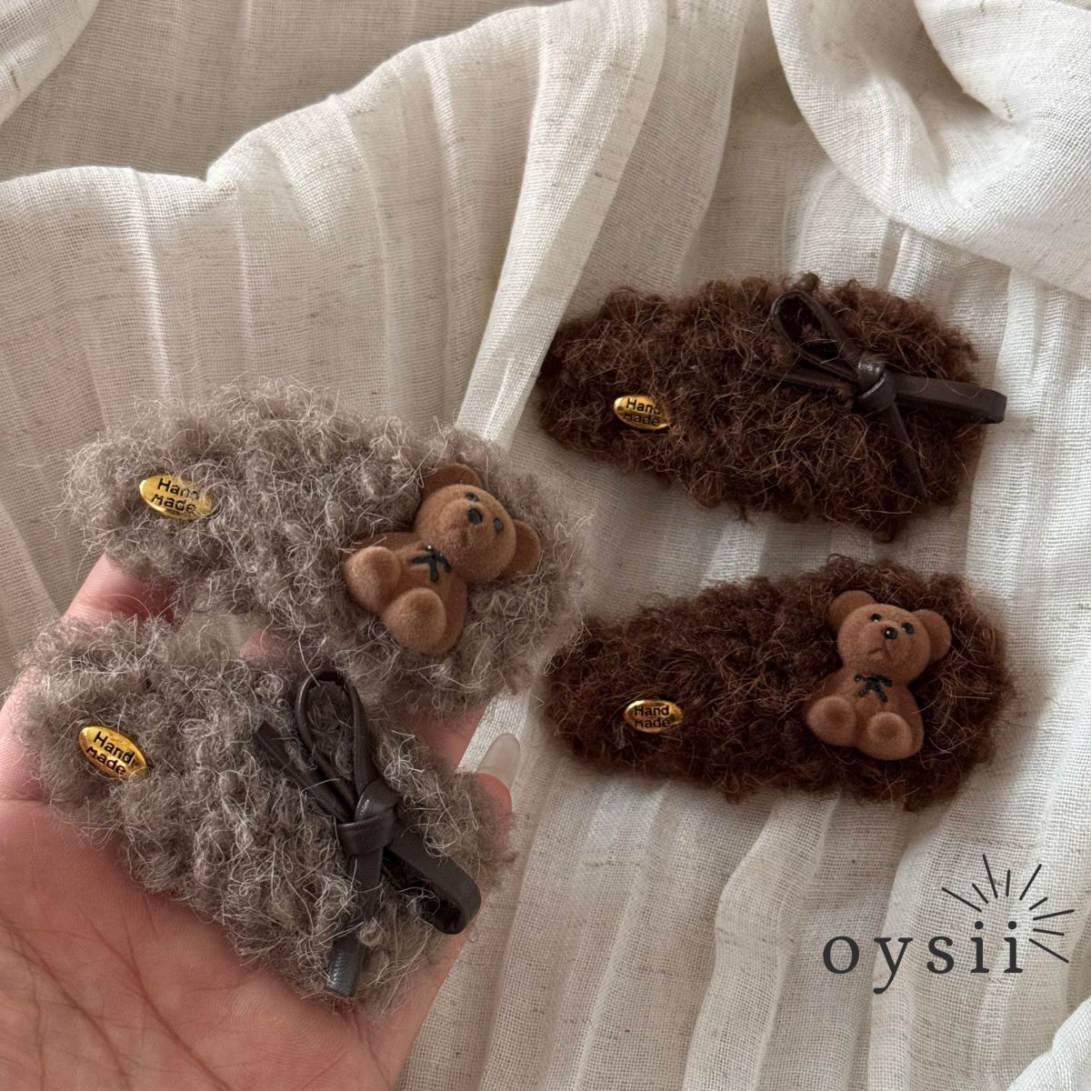 Plush Teddy Bow Hair Clip