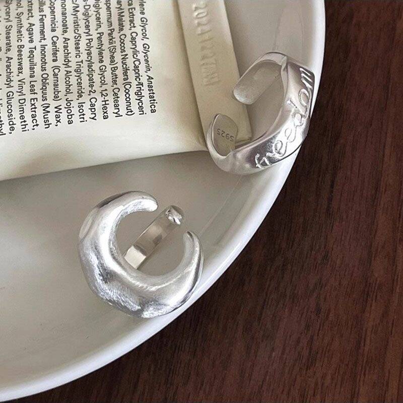 Moon & Letter Open Ring