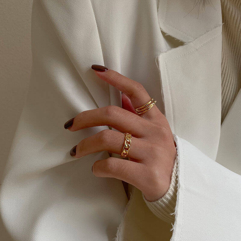 Gold Textured Ring Set of 3