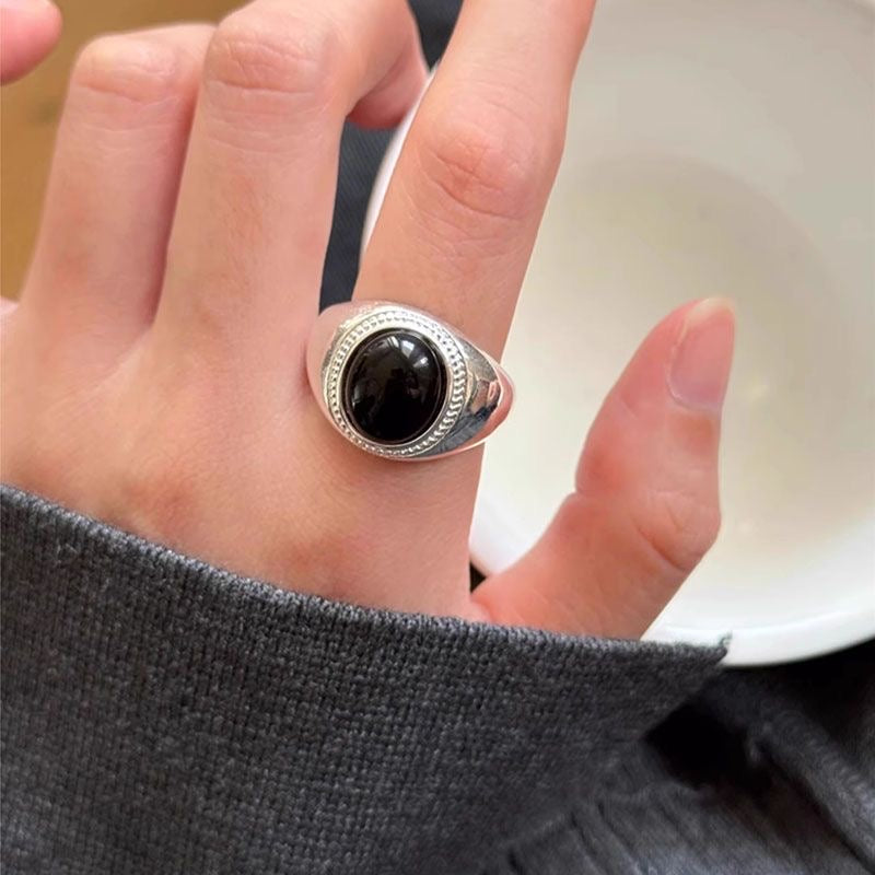 Black Zircon Open Band Ring