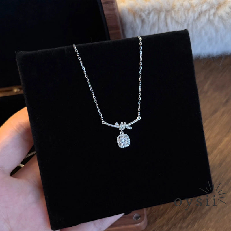 Sugar Knot — S925 Silver Crystal Cube Necklace