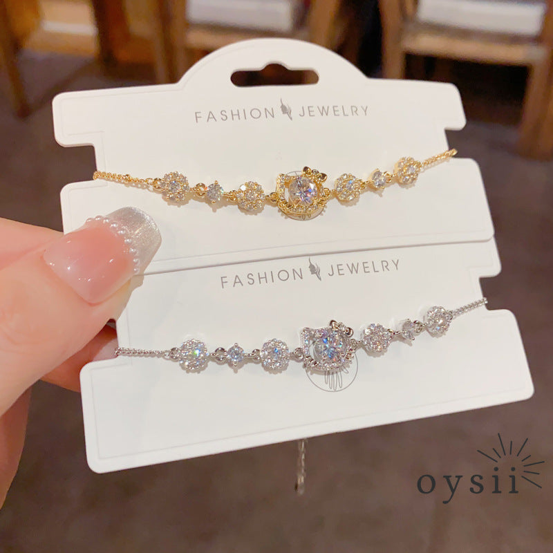 Feline Charm — Micro Pavé Cat Bracelet