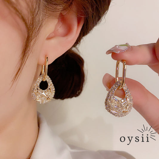 Dewdrop Elegance — Convertible Pavé Zircon Earrings