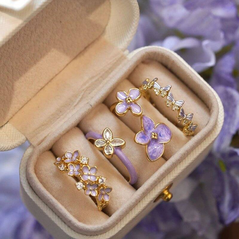 French Romantic Enamel Ring