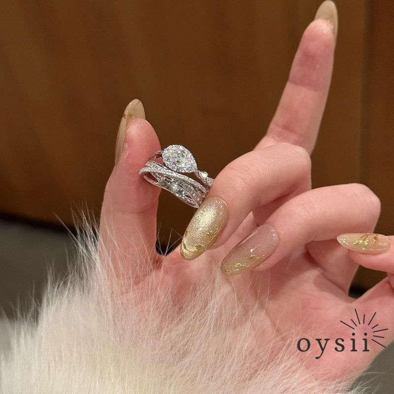 Luminous Drift — Multi-Layer Diamond Drop Ring