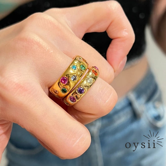 Prismatic Flair – Multi-Band Rainbow Diamond Ring